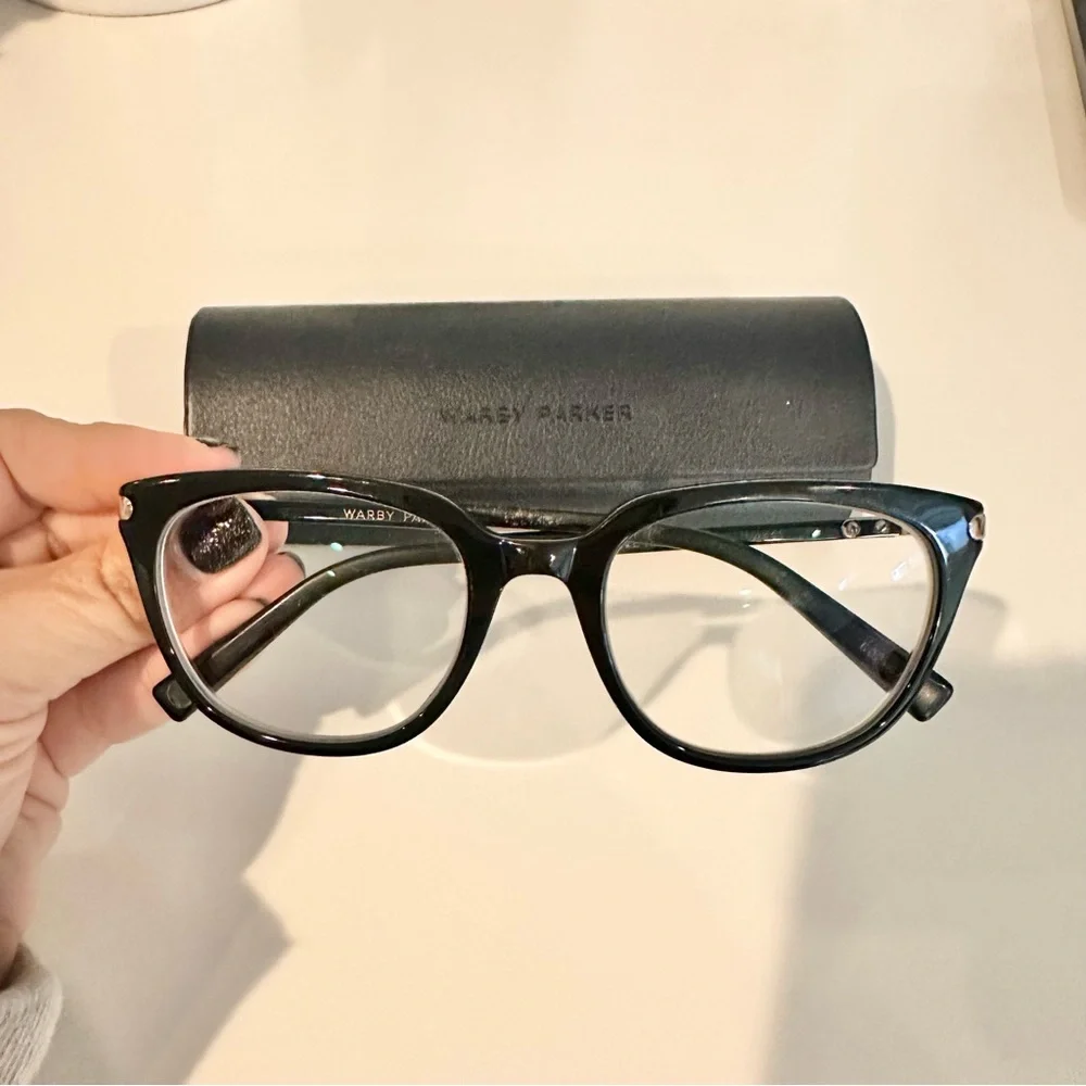 Warby Parker Maeve Glasses in Jet Black with Rose Gold
